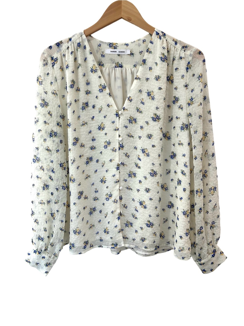 SAMSOE SAMSOE Jetta top blouse S floral textured lined cottagecore feminine